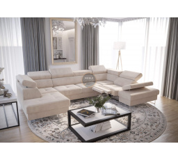 NAROŻNIK GALAXY MAX II RELAX Z FUNKCJĄ SPANIA 215x350x170 - Odcienie beżu , prawa