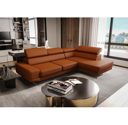 NAROŻNIK SKÓRZANY MILANO I - prawa , Odcienie ceglaste