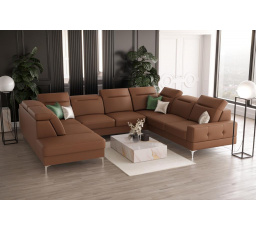 NAROŻNIK MALIBU MAX I 260x350x220 CM SKÓRA NATURALNA - Skóra brązowa , Strona prawa