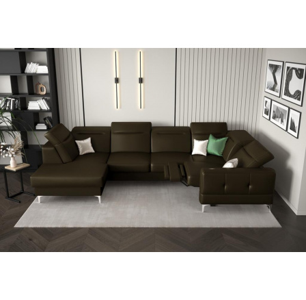 NAROŻNIK MALIBU MAX II RELAX 180x350x182 CM SKÓRA NATURALNA - Oliwkowy brąz , Strona prawa