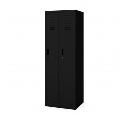 Fém munkásszekrény négyrekeszes fekete: KACPER II, 600 x 1800 x 500 mm