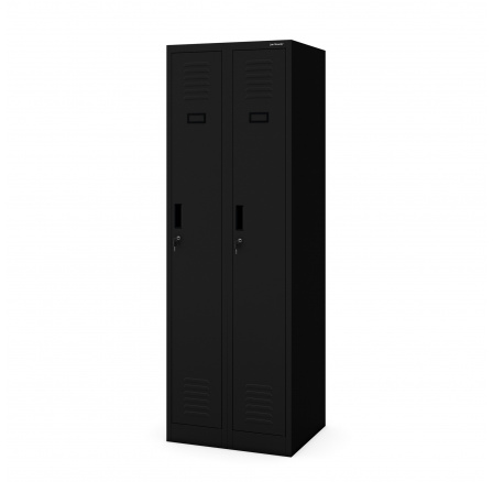 Fém munkásszekrény négyrekeszes fekete: KACPER II, 600 x 1800 x 500 mm