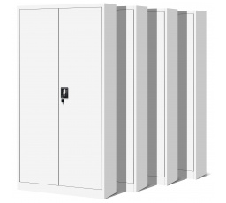 4 db JAN H irodai fém iratszekrény, 900 x 1950 x 400 mm, fehér