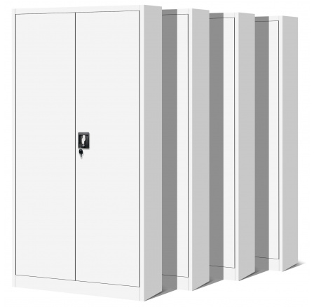 4 db JAN H irodai fém iratszekrény, 900 x 1950 x 400 mm, fehér