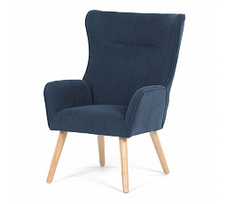 Křeslo ušák, modrá, manšestrová látka, AK-314 BLUE2