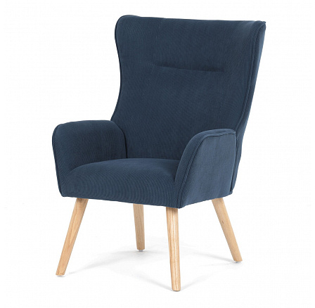 Křeslo ušák, modrá, manšestrová látka, AK-314 BLUE2