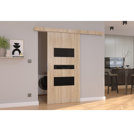 CENTO 76 tolóajtó falra Sonoma+Fekete Lacobel