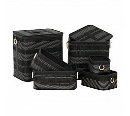 Koš regálový a prádelní - bambus, černý, cena za sadu 6 ks