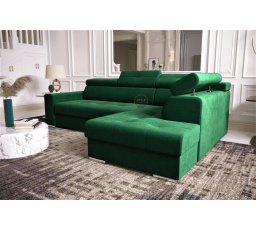 NAROŻNIK Z FUNKCJĄ SPANIA MARGO I 260×185 - prawa , Odcienie zieleni