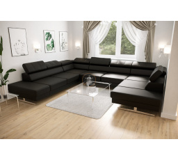 NAROŻNIK EMPORIO MAX I 300x350x220 SKÓRA NATURALNA - lewa , Skóra czarna