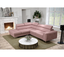 NAROŻNIK ORION II Z FUNKCJĄ SPANIA 225x255 CM - Odcienie różu , lewa