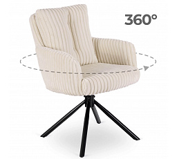 Krzesło Obrotowe do Salonu JUNE Kremowe Sztruksowe