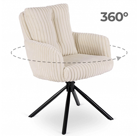 Krzesło Obrotowe do Salonu JUNE Kremowe Sztruksowe