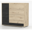 Komód 4S BAFRA - 46, Artisan Tölgy/Norvég Fekete