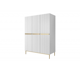 Šatní skříň Nicole, bílá matná / zlaté nohy