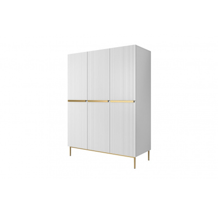 Šatní skříň Nicole, bílá matná / zlaté nohy