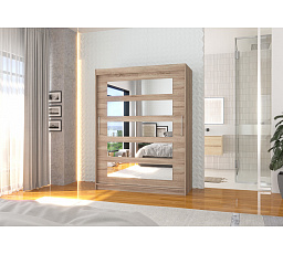 Tolóajtós szekrény tükörrel MURANI 150 Truffle+Truffle