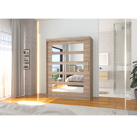 Tolóajtós szekrény tükörrel MURANI 150 Truffle+Truffle