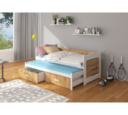 TIARRO kétszemélyes ágy matracokkal 200x90 Fehér+Artisan