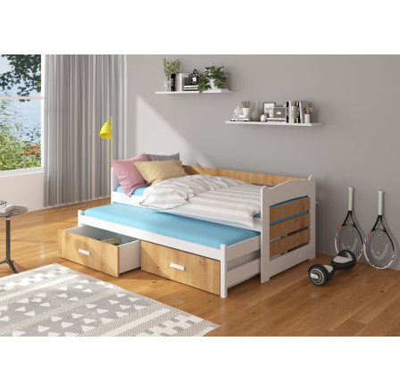 TIARRO kétszemélyes ágy matracokkal 200x90 Fehér+Artisan