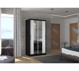 Tolóajtós szekrény tükörrel DRAGONIS 100 Fekete+Fehér