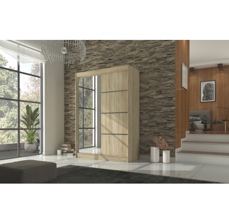 Tolóajtós szekrény tükörrel GILTON 150 Sonoma+Sonoma