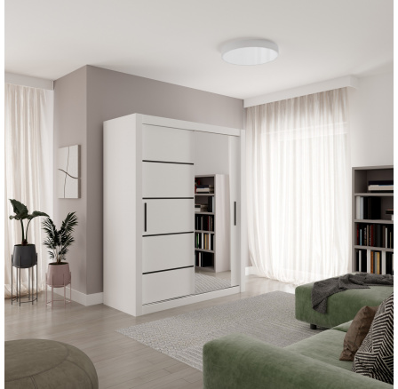 Tolóajtós szekrény MOX 160 Fehér+Fekete