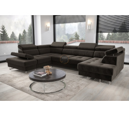 NAROŻNIK GALAXY MAX II Z FUNKCJĄ SPANIA 210x350x165 - Odcienie szarości , lewa