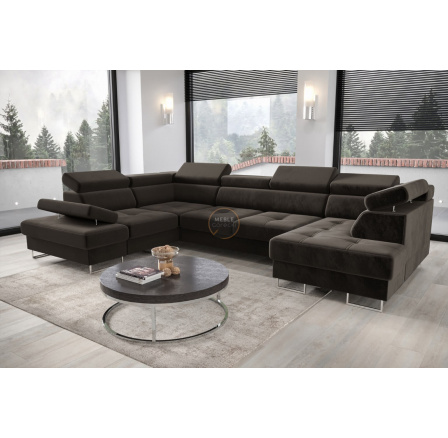 NAROŻNIK GALAXY MAX II Z FUNKCJĄ SPANIA 210x350x165 - Odcienie szarości , lewa