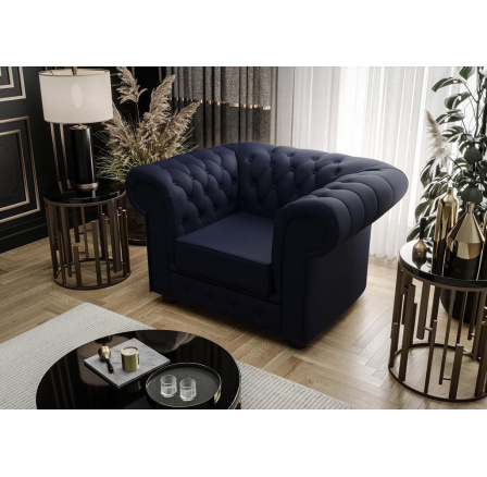 FOTEL MANCHESTER SKÓRA NATURALNA - Skóra granatowa