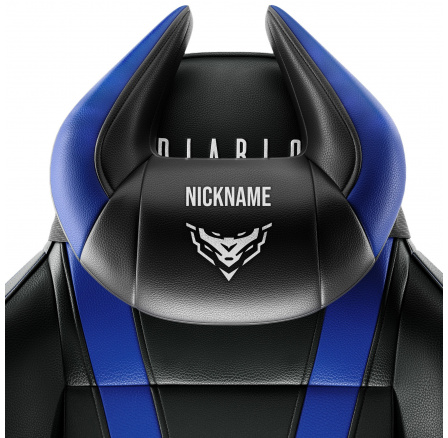 Fejtámla párna X-Horn személyre szabott hímzéssel, fekete-kék