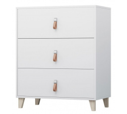 Komód 3S - FIGO 02, Fehér/Természetes