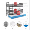 ERYK 3 OSOBOWE RAMA GRAFIT SZUFLADA NIEBIESKI 90 X 200 KPL