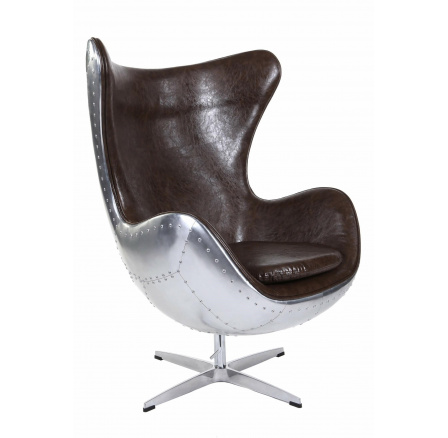 Tojásfotel alumínium barna PU