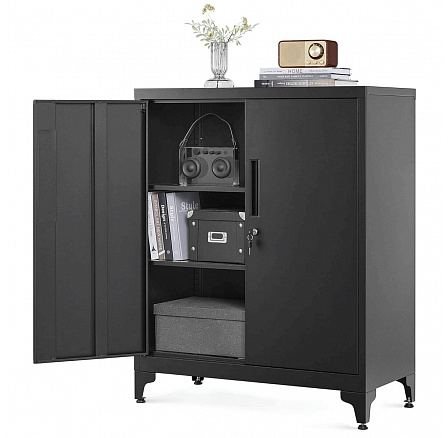 Komoda 80x40x90cm, kov, černá, AUS-E1113 BK