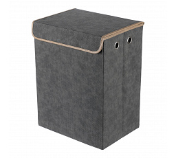 Koš látkový - skládací s víkem, vysoký, šedý