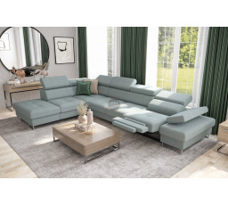 NAROŻNIK GALAXY RELAX Z FUNKCJĄ SPANIA 225X350 CM - Odcienie miętowego , lewa
