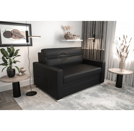 SOFA Z FUNCJĄ SPANIA ARTE I 140CM - SKÓRA NATURALNA - Skóra czarna