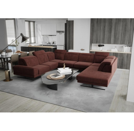 NAROŻNIK FIORE MAX I 220x350x265 CM - Odcienie ciemnego różu , lewa