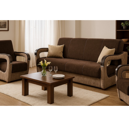 Sedací souprava Vanya 3f+1+1 Vogue 6/3 hnědo béžová se dřevem Sedací souprava Vanya 3f+1+1 Vogue 6/3 hnědo béžová se dřevem