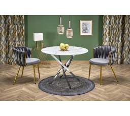 RAYMOND 3 étkezőasztal, Fehér márvány hatás/Ezüst