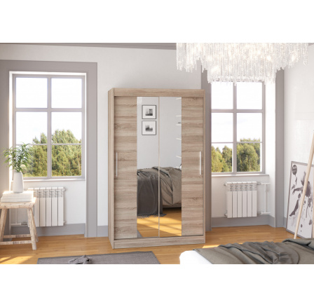 Tolóajtós szekrény tükörrel SANTOS 120 Truffle+Truffle