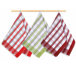 Kuchyňská utěrka 50x70cm oranžová,červená, zelená kostka