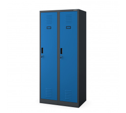 Fém ruhásszekrény antracit-kék: négyrekeszes KACPER, 800 x 1800 x 500 mm