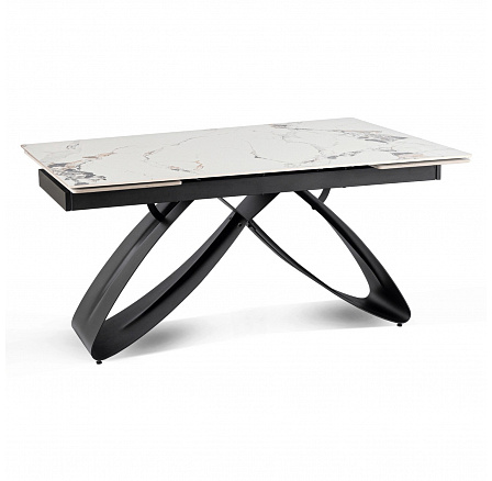 Stół LUIGI Ceramiczny Rozkładany 160-240 cm Biały Marmur/Czarny