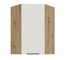 Felső sarokszekrény ARIA - 60x60 GN-90 1F (45°), Artisan tölgy/Crystal fehér AFM - (ANTI-Fingerprint)