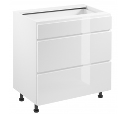 Konyhai alsó szekrény - ASPEN D80S3, Fehér/Fényes fehér