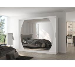 Tolóajtós szekrény tükörrel CAMBE 250 Fehér+Fehér