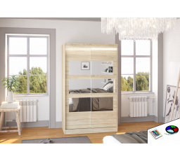 Tolóajtós szekrény tükörrel és LED világítással KOLORADO 120 Sonoma+Sonoma