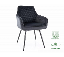 Rugós étkezőszék - forgatható MARLO VELVET, Fekete Bluvel 19/Fekete